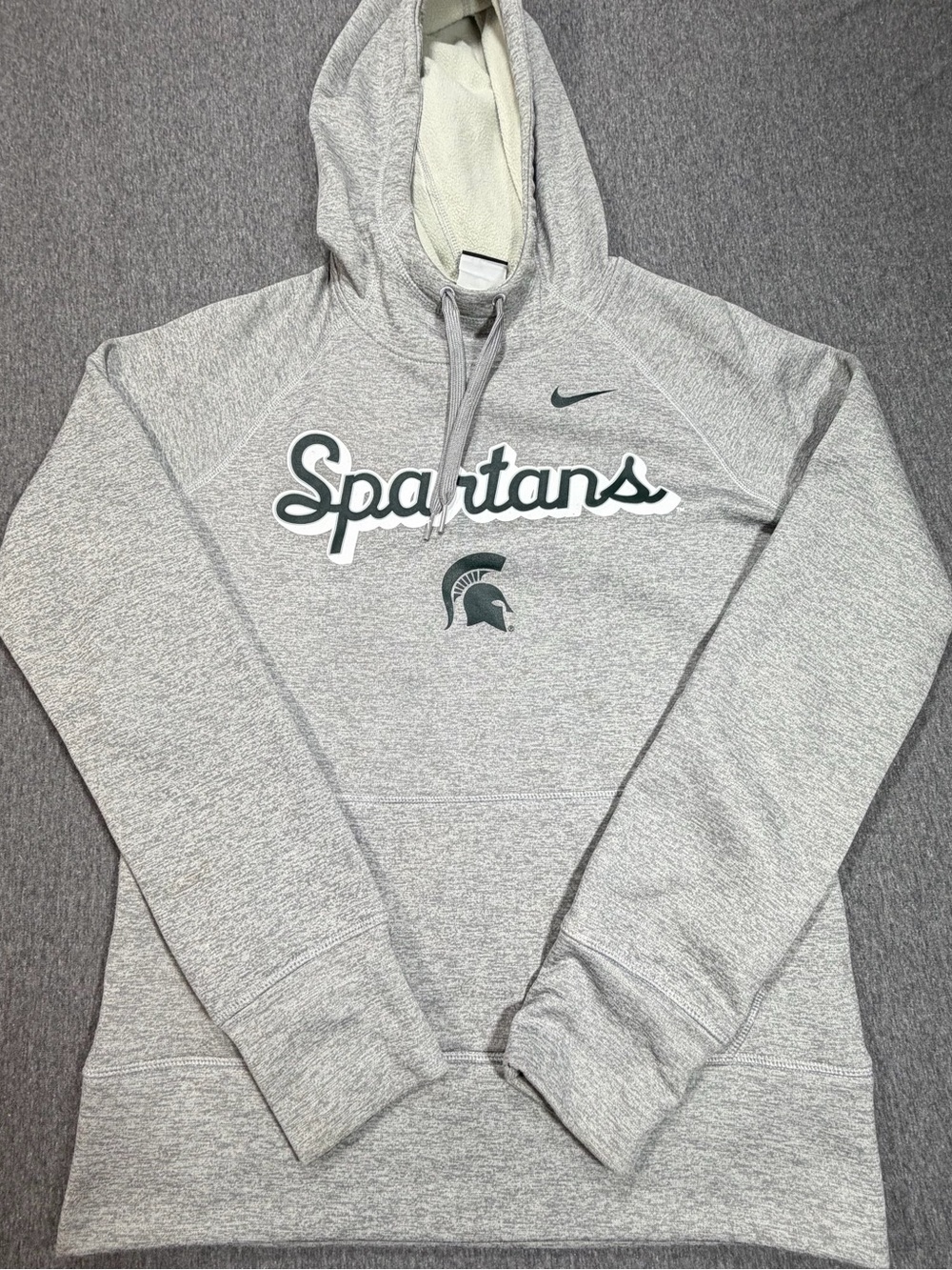 Nike Michigan State Spartans Therma Fit Hoodie Womens Small Heather Gray